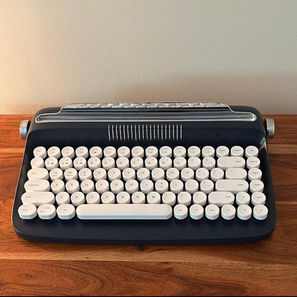 YUNZII ACTTO B303 Wireless Typewriter Keyboard - Navy Blue, Bluetooth